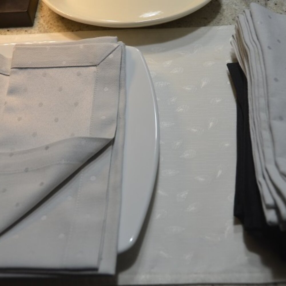 Set of 4, Machine Washable  Reversible White Placemats Kate Spade Napkins